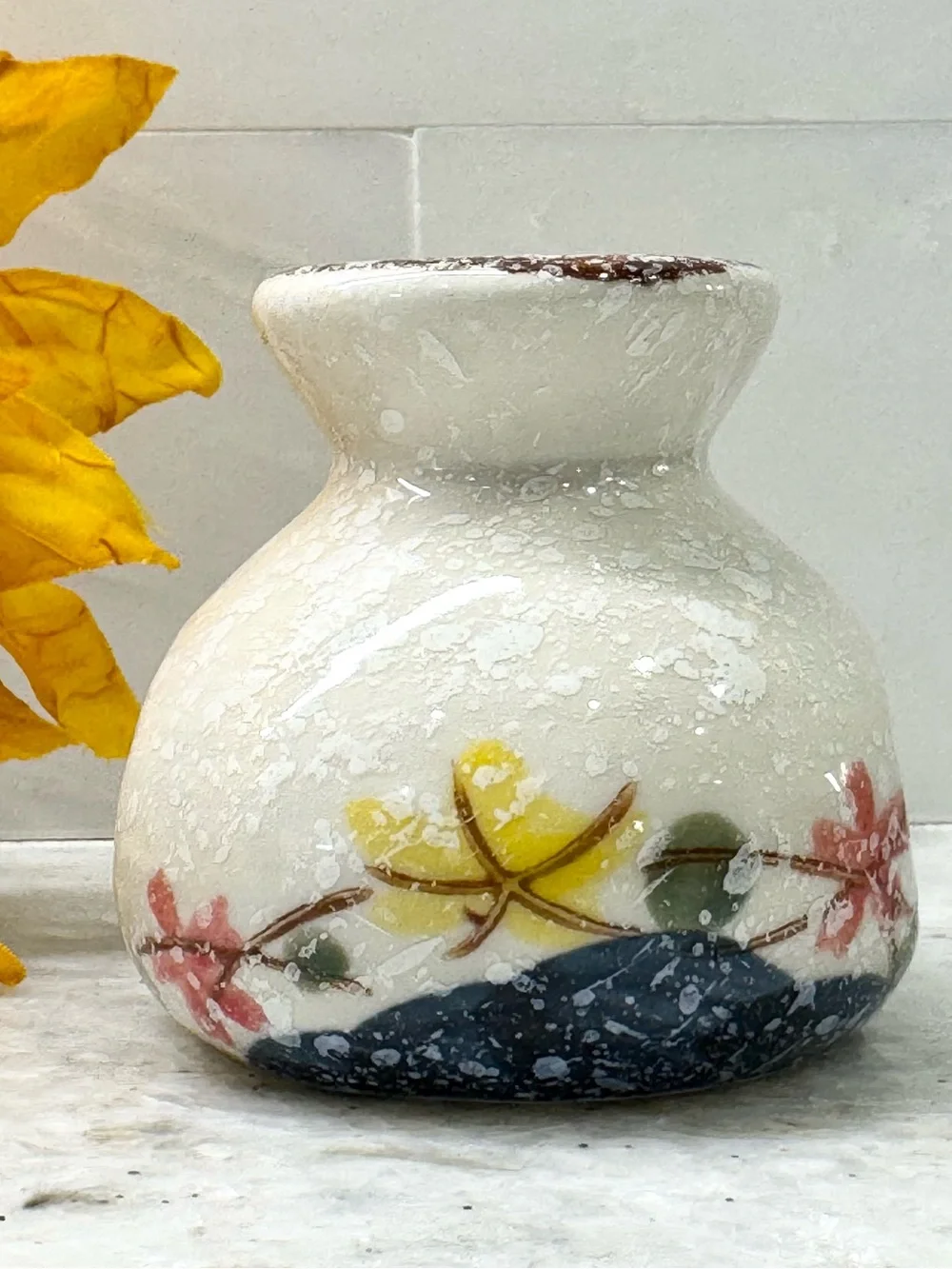 New Flowers Speckled Ceramic MINI Vase, Toothpick Holder, Match Holder - 2.25”